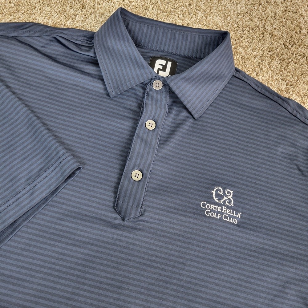 FootJoy‎ Mens Large Black Striped Performance Stretch Golf Polo Short Sleeve